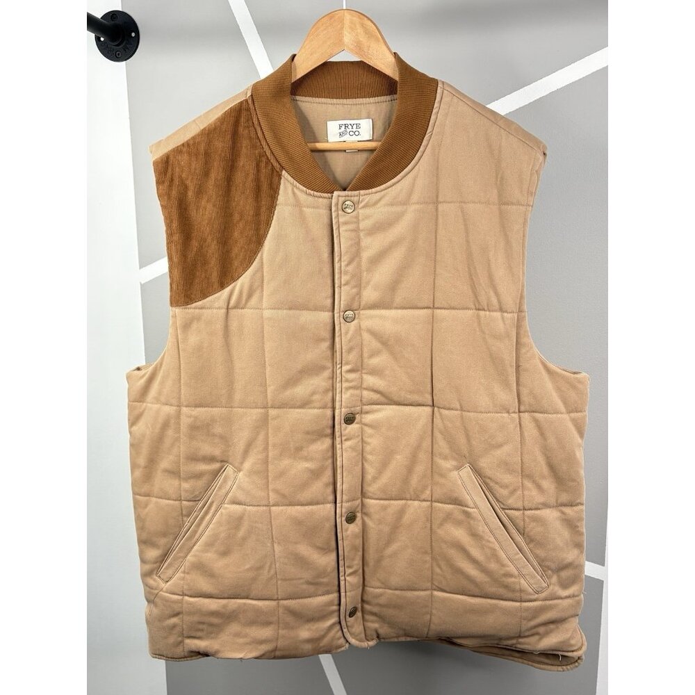 Frye and Co. Quilted Full Snap Vest Men’s 3XL Tan Brown Corduroy Midweight